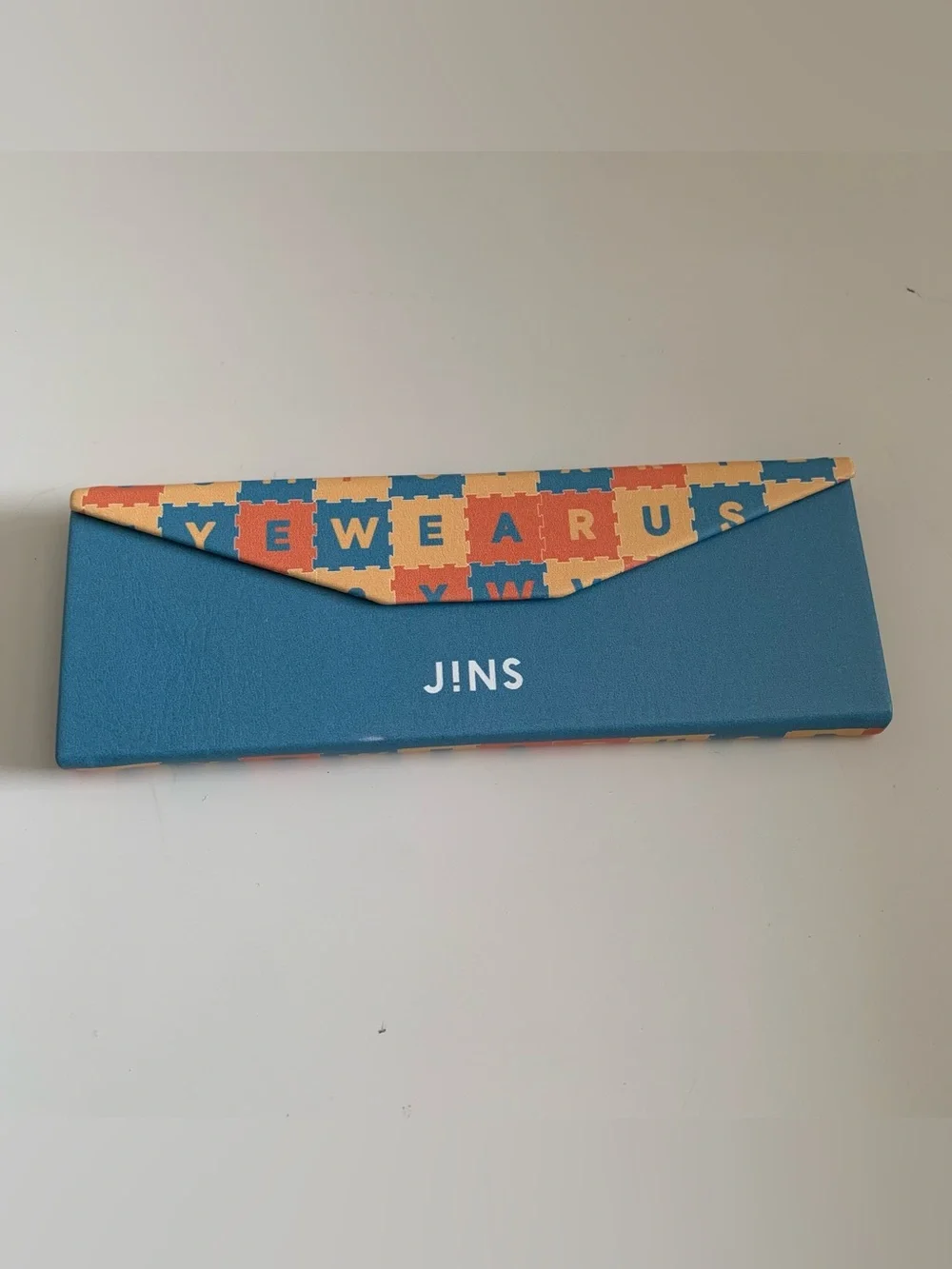 JINS Foldable Eyeglasses Case Blue Yellow Orange